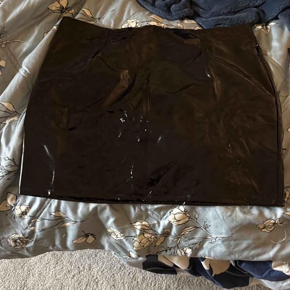 Fashion Nova Glossy Black Mini Skirt